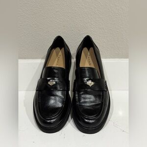 Tahari Black Leather Penny Loafers